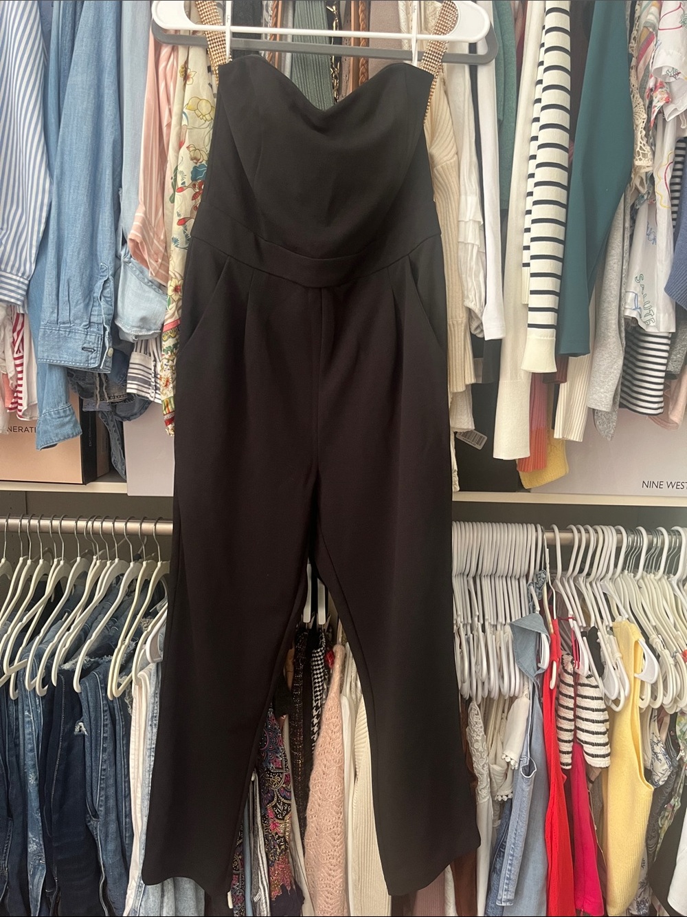 Lulu's Black Strapless Tailored Jumpsuit